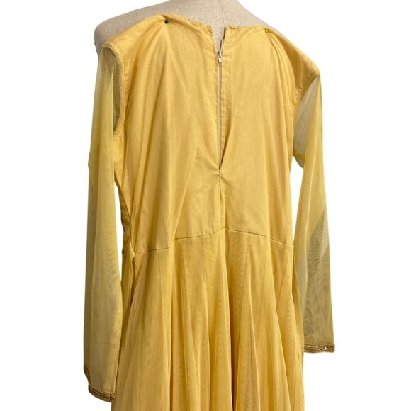 Vintage Yellow Embroidered Anarkali Dress With Beaded Details As Is - Picture 13 of 16